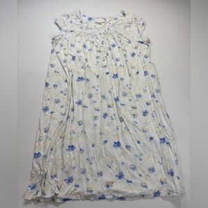 Eileen West White Nightgown with Blue Floral Print